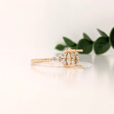 Statement Rings-Lovely Gemstone Ring Setting w Round & Marquise Diamond Accents in 14K Solid Gold | Tear Drop 7x5 8x6 9x7 | Minimalist Ring | Customizable - NNJGemstones