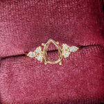 Statement Rings-Lovely Gemstone Ring Setting w Round & Marquise Diamond Accents in 14K Solid Gold | Tear Drop 7x5 8x6 9x7 | Minimalist Ring | Customizable - NNJGemstones