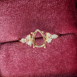 Statement Rings-Lovely Gemstone Ring Setting w Round & Marquise Diamond Accents in 14K Solid Gold | Tear Drop 7x5 8x6 9x7 | Minimalist Ring | Customizable - NNJGemstones