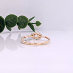 Statement Rings-Dainty Ring Setting w Natural Diamond Accents in 14K Solid Gold | Asscher Cut 4mm 4.5mm 5mm | Compass Prongs | Gemstone Ring | Customizable - NNJGemstones