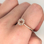 Statement Rings-Dainty Scalloped Ring Setting W Natural Diamond Halo in 14K Solid Gold | Round 3mm 4mm 5mm | Milgrain Details | Floral Design | Customizable - NNJGemstones