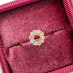 Statement Rings-Dainty Scalloped Ring Setting W Natural Diamond Halo in 14K Solid Gold | Round 3mm 4mm 5mm | Milgrain Details | Floral Design | Customizable - NNJGemstones