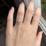 Statement Rings-Dainty Scalloped Ring Setting W Natural Diamond Halo in 14K Solid Gold | Round 3mm 4mm 5mm | Milgrain Details | Floral Design | Customizable - NNJGemstones