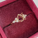 Statement Rings-Lovely Gemstone Ring Setting w Round & Marquise Diamond Accents in 14K Solid Gold | Tear Drop 7x5 8x6 9x7 | Minimalist Ring | Customizable - NNJGemstones