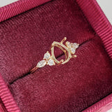 Statement Rings-Lovely Gemstone Ring Setting w Round & Marquise Diamond Accents in 14K Solid Gold | Tear Drop 7x5 8x6 9x7 | Minimalist Ring | Customizable - NNJGemstones