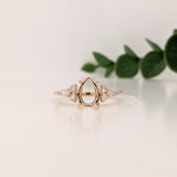 Statement Rings-Lovely Gemstone Ring Setting w Round & Marquise Diamond Accents in 14K Solid Gold | Tear Drop 7x5 8x6 9x7 | Minimalist Ring | Customizable - NNJGemstones