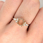 Statement Rings-Lovely Gemstone Ring Setting w Round & Marquise Diamond Accents in 14K Solid Gold | Tear Drop 7x5 8x6 9x7 | Minimalist Ring | Customizable - NNJGemstones