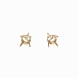 14K Gold Four-Prong Round Solitaire Stud Earring Findings | Push Back & Screw Back Mounting Settings | Choose Your Faceted Gemstone
