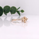 Statement Rings-Dainty Ring Setting w Natural Diamond Accents in 14K Solid Gold | Asscher Cut 4mm 4.5mm 5mm | Compass Prongs | Gemstone Ring | Customizable - NNJGemstones