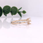 Statement Rings-Dainty Ring Setting w Natural Diamond Accents in 14K Solid Gold | Asscher Cut 4mm 4.5mm 5mm | Compass Prongs | Gemstone Ring | Customizable - NNJGemstones