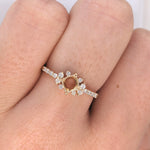 Statement Rings-Dainty Ring Setting w Natural Diamond Accents in 14K Solid Gold | Asscher Cut 4mm 4.5mm 5mm | Compass Prongs | Gemstone Ring | Customizable - NNJGemstones