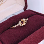 Statement Rings-Dainty Ring Setting w Natural Diamond Accents in 14K Solid Gold | Asscher Cut 4mm 4.5mm 5mm | Compass Prongs | Gemstone Ring | Customizable - NNJGemstones