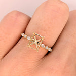 Statement Rings-Elegant Round & Marquise Diamond Shank Ring Setting in 14K Solid Gold | Emerald Cut 7x5 8x6 9x7 | Stackable | Engagement Ring | Customizable - NNJGemstones