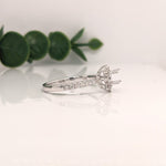 Engagement Rings-Snowflake Diamond Halo Ring Semi Mount in 14K Solid Gold | Round 5mm 6mm 6.5mm | Tapered Ring | Art Deco Engagement | Customizable - NNJGemstones