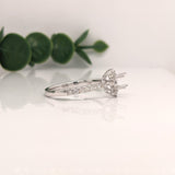 Engagement Rings-Snowflake Diamond Halo Ring Semi Mount in 14K Solid Gold | Round 5mm 6mm 6.5mm | Tapered Ring | Art Deco Engagement | Customizable - NNJGemstones