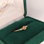 Statement Rings-Tasteful Ring Semi Mount w Diamond Accents | 14K Solid Gold | Round 4mm 5mm | Petite Ring | Ring Blank | 8 prong | Gemstone Setting | Custom - NNJGemstones