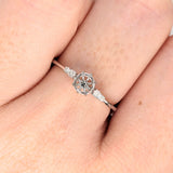 Statement Rings-Tasteful Ring Semi Mount w Diamond Accents | 14K Solid Gold | Round 4mm 5mm | Petite Ring | Ring Blank | 8 prong | Gemstone Setting | Custom - NNJGemstones