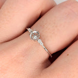 Statement Rings-Tasteful Ring Semi Mount w Diamond Accents | 14K Solid Gold | Round 4mm 5mm | Petite Ring | Ring Blank | 8 prong | Gemstone Setting | Custom - NNJGemstones