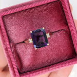 Statement Rings-Minimalist Diamond Accented Ring Setting in 14K Solid Gold | Emerald Cut 8x6 13x10 16x14 | Statement Ring | Tapered Shank | Customizable - NNJGemstones