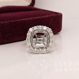 Statement Rings-Art Deco Diamond Halo Ring Setting in 14K Solid Gold | Cushion Shape 10.5mm | Anniversary Ring | Large Gemstone Ring | Customizable - NNJGemstones