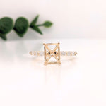 Statement Rings-Elegant Round & Marquise Diamond Shank Ring Setting in 14K Solid Gold | Emerald Cut 7x5 8x6 9x7 | Stackable | Engagement Ring | Customizable - NNJGemstones
