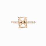 Elegant Round & Marquise Diamond Shank Ring Setting in 14K Solid Gold | Emerald Cut | Stackable | Engagement Ring | Customizable