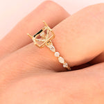 Statement Rings-Elegant Round & Marquise Diamond Shank Ring Setting in 14K Solid Gold | Emerald Cut 7x5 8x6 9x7 | Stackable | Engagement Ring | Customizable - NNJGemstones