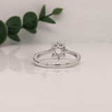 Engagement Rings-Snowflake Diamond Halo Ring Semi Mount in 14K Solid Gold | Round 5mm 6mm 6.5mm | Tapered Ring | Art Deco Engagement | Customizable - NNJGemstones