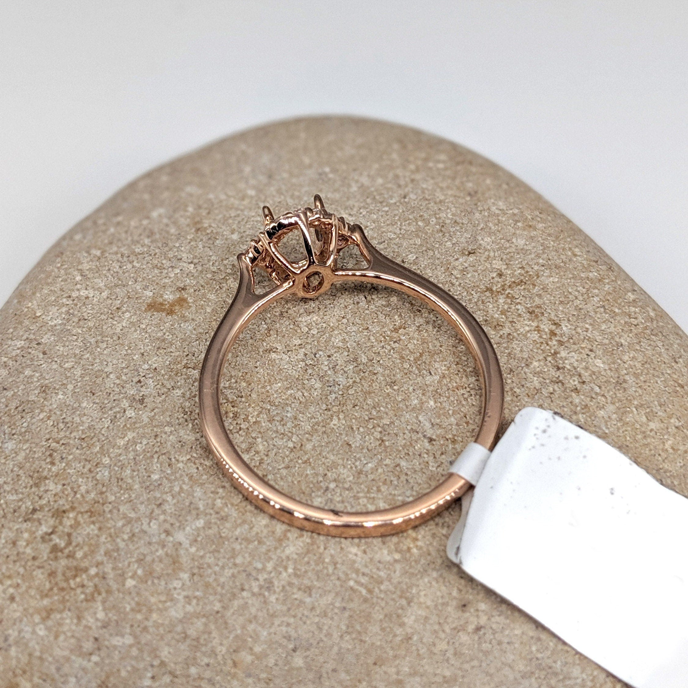 Statement Rings-Petite Ring Setting W Natural Diamond Halo in 14K Solid Gold | Oval Shape 5x3 6x4 7x5 | Daily Wear Jewelry | Promise Ring | Customizable - NNJGemstones