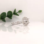 Statement Rings-Vintage Inspired Ring Setting w Natural Diamond Halo in 14K Solid Gold | Round 6.5mm 8mm | Gemstone Ring | Fine Jewelry | Customizable - NNJGemstones