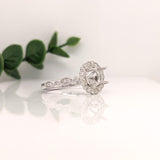 Statement Rings-Vintage Inspired Ring Setting w Natural Diamond Halo in 14K Solid Gold | Round 6.5mm 8mm | Gemstone Ring | Fine Jewelry | Customizable - NNJGemstones