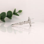 Statement Rings-Vintage Inspired Ring Setting w Natural Diamond Halo in 14K Solid Gold | Round 6.5mm 8mm | Gemstone Ring | Fine Jewelry | Customizable - NNJGemstones