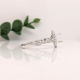 Statement Rings-Vintage Inspired Ring Setting w Natural Diamond Halo in 14K Solid Gold | Round 6.5mm 8mm | Gemstone Ring | Fine Jewelry | Customizable - NNJGemstones