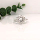 Florina 14K Solid Gold Natural Diamonds Ring Setting: Scalloped Halo