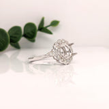Florina 14K Solid Gold Natural Diamonds Ring Setting: Scalloped Halo