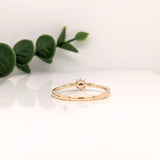 Statement Rings-Tasteful Ring Semi Mount w Diamond Accents | 14K Solid Gold | Round 4mm 5mm | Petite Ring | Ring Blank | 8 prong | Gemstone Setting | Custom - NNJGemstones