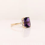 Statement Rings-Minimalist Diamond Accented Ring Setting in 14K Solid Gold | Emerald Cut 8x6 13x10 16x14 | Statement Ring | Tapered Shank | Customizable - NNJGemstones