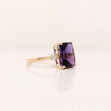 Statement Rings-Minimalist Diamond Accented Ring Setting in 14K Solid Gold | Emerald Cut 8x6 13x10 16x14 | Statement Ring | Tapered Shank | Customizable - NNJGemstones