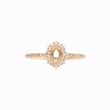 Beautiful Ring Setting W Natural Diamond Halo and Pave Shank in 14K Solid Gold | Oval Shape| Customizable