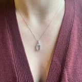 Pendants-Glamorous Pendant Setting W Natural Diamond Accents in 14K Solid Gold | Emerald Cut 9x7 10x8 11x9 | Pave Diamond Bail | Customizable - NNJGemstones