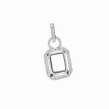 Glamorous Pendant Setting W Natural Diamond Accents in 14K Solid Gold | Emerald Cut | Customizable
