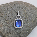 Pendants-Glamorous Pendant Setting W Natural Diamond Accents in 14K Solid Gold | Emerald Cut 9x7 10x8 11x9 | Pave Diamond Bail | Customizable - NNJGemstones