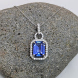 Pendants-Glamorous Pendant Setting W Natural Diamond Accents in 14K Solid Gold | Emerald Cut 9x7 10x8 11x9 | Pave Diamond Bail | Customizable - NNJGemstones