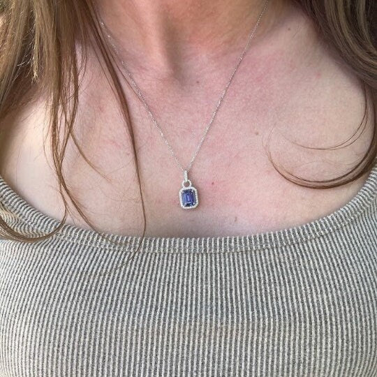 Pendants-Glamorous Pendant Setting W Natural Diamond Accents in 14K Solid Gold | Emerald Cut 9x7 10x8 11x9 | Pave Diamond Bail | Customizable - NNJGemstones