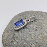 Pendants-Glamorous Pendant Setting W Natural Diamond Accents in 14K Solid Gold | Emerald Cut 9x7 10x8 11x9 | Pave Diamond Bail | Customizable - NNJGemstones