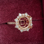 Engagement Rings-Stunning Engagement Ring Semi-Mount in 14k Gold with Diamond Halo | Art Deco | Cushion Asscher Radiant 9mm | Double Prong | Custom Sizes - NNJGemstones