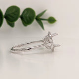 Statement Rings-Leaf Themed Accent Ring Setting W Natural Diamond Halo in 14K Solid Gold | Oval 7x5 8x6 9x7 | Gemstone Ring | Engagement Ring | Customizable - NNJGemstones