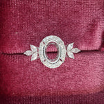 Statement Rings-Leaf Themed Accent Ring Setting W Natural Diamond Halo in 14K Solid Gold | Oval 7x5 8x6 9x7 | Gemstone Ring | Engagement Ring | Customizable - NNJGemstones