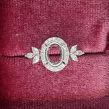 Statement Rings-Leaf Themed Accent Ring Setting W Natural Diamond Halo in 14K Solid Gold | Oval 7x5 8x6 9x7 | Gemstone Ring | Engagement Ring | Customizable - NNJGemstones