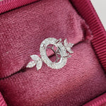 Statement Rings-Leaf Themed Accent Ring Setting W Natural Diamond Halo in 14K Solid Gold | Oval 7x5 8x6 9x7 | Gemstone Ring | Engagement Ring | Customizable - NNJGemstones